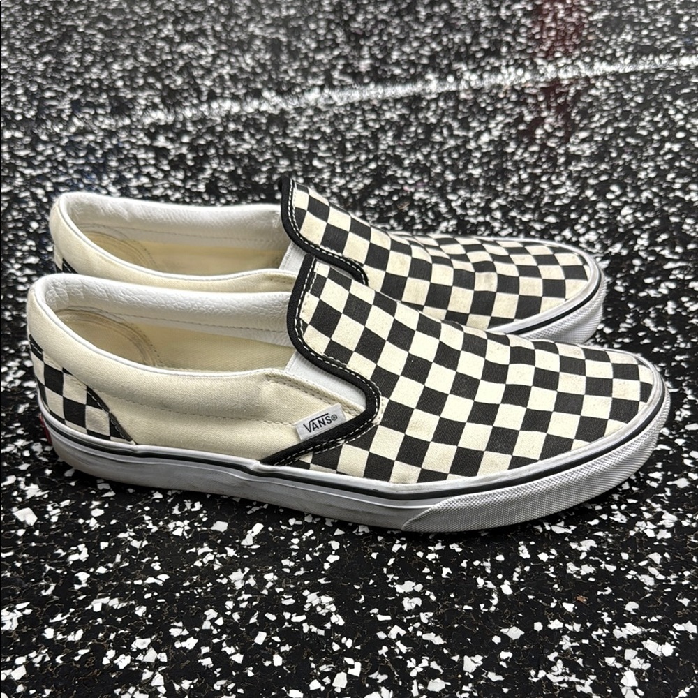 Vans Black and White Checkerboard Slip-Ons